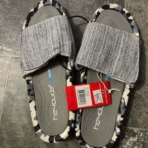 Hey Dude Black and Gray Slide Sandals